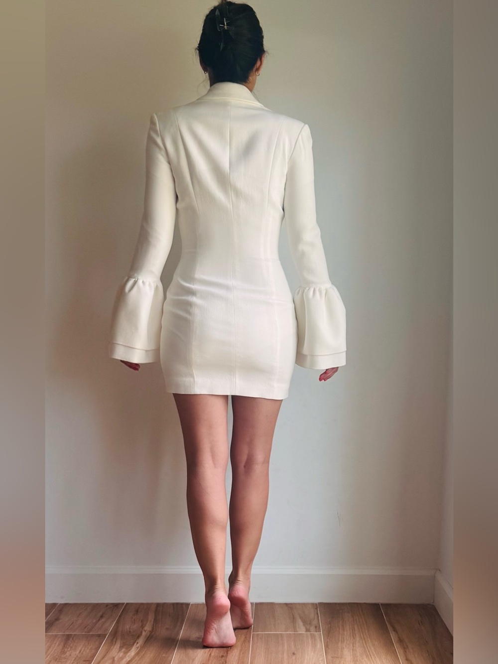 Misha Collection Larissa White Blazer Dress | Bell Sleeve Mini - Picture 2 of 4